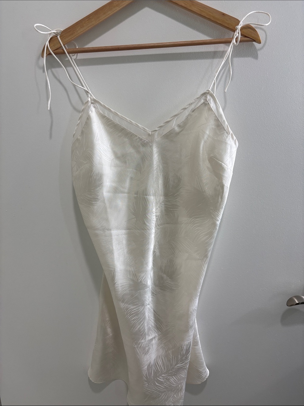 Satin Tie-Strap Slip Chemise in Cream
